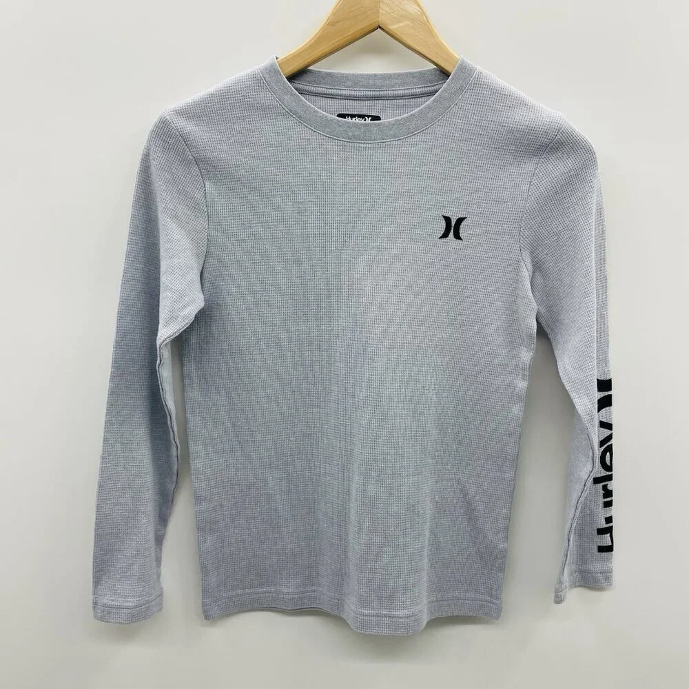 Hurley Youth Boys Size 10/12 Thermal Crew Neck Long Sleeve T-Shirt‎ in Gray 904